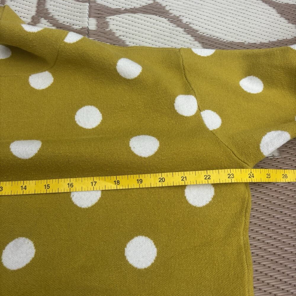 MAEVE by Anthropologie Carys Mock Neck Sweater Small White Green Polka Dot - Picture 8 of 11